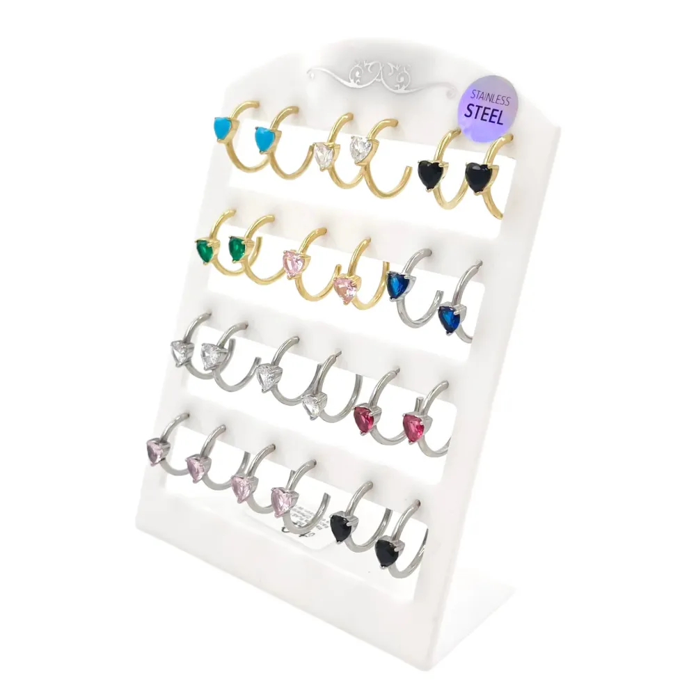 Cuore-12 Paia Orecchini in Acciaio - OPA-103-AA165E