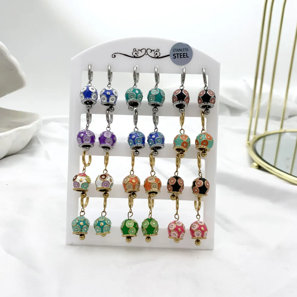 Campanello Smaltato-12Paia Orecchini in Acciaio - OPA-103-AA1732E