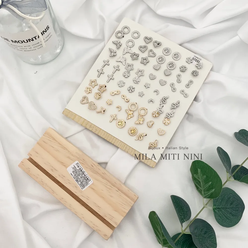 Soggetti Mix con Zirconia-36 Paia Orecchini a Lobo in Acciaio - OPA-103-AA219-230E