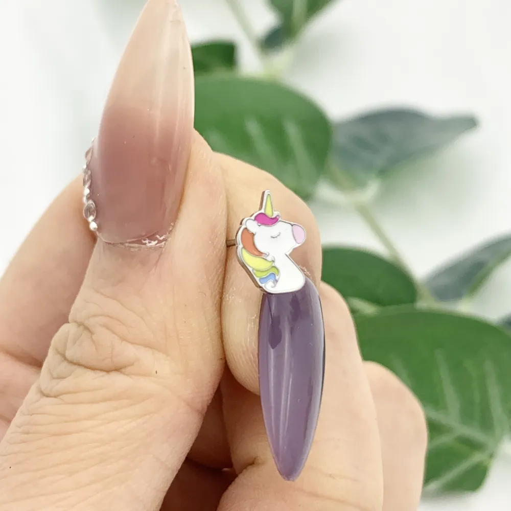 Unicorno Smaltato-12Paia Orecchini a Lobo in Acciaio - OPA-103-AA2408E