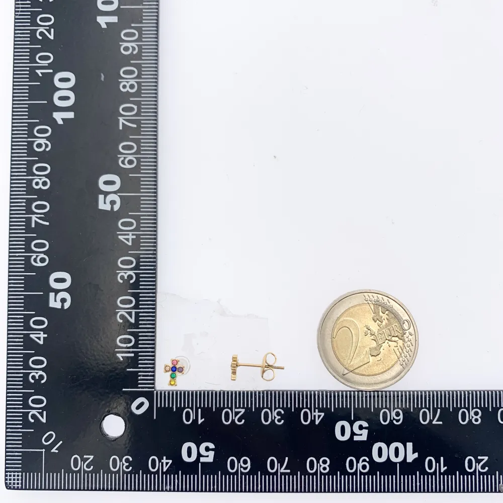 Croce Piccolo con Zirconia-12Paia Orecchini a Lobo in Acciaio - OPA-103-AA2409E