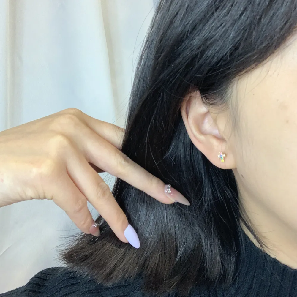 Croce Piccolo con Zirconia-12Paia Orecchini a Lobo in Acciaio - OPA-103-AA2409E