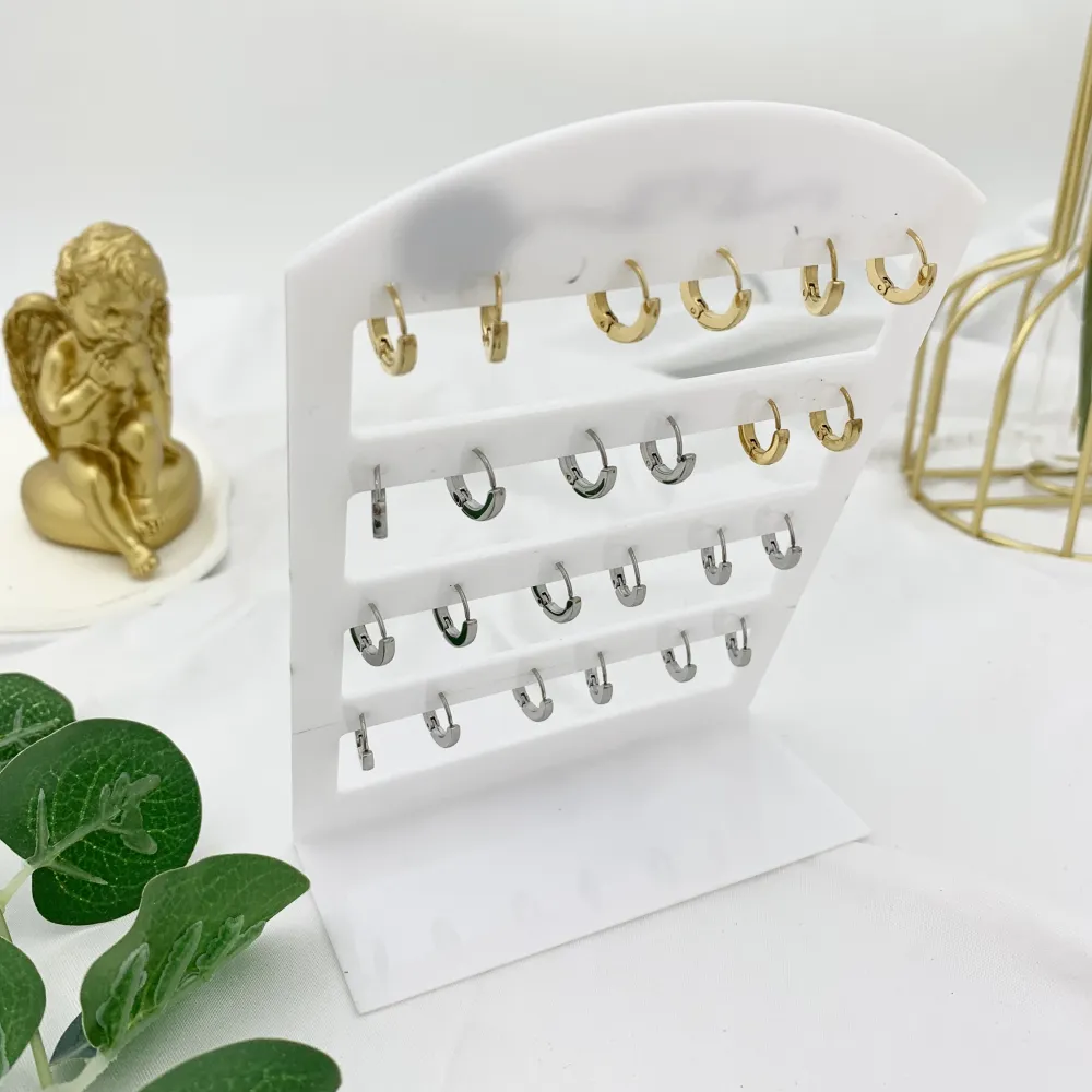 Cerchio 2x8mm con Strass Colorati-12Paia Orecchini in Acciaio - OPA-103-AA2458E 8mm