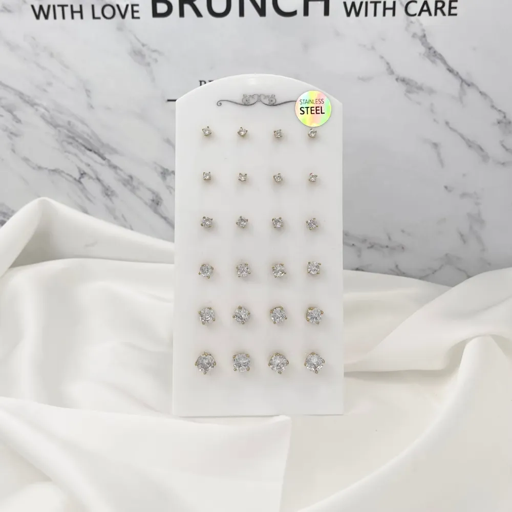 Punto Luce Scalare 4 Griffe -12 Paia Orecchini in Acciaio - OPA-103-AA246E 3-7mm