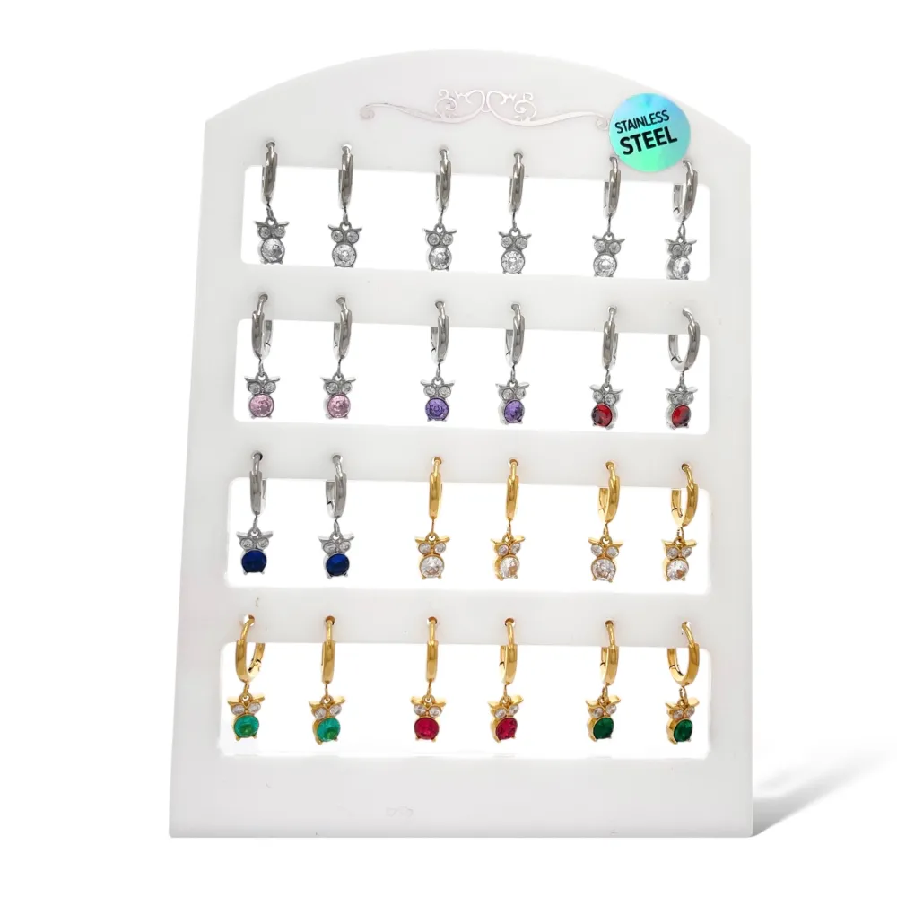 Gufo-12Paia Orecchini in Acciaio - OPA-103-AA2939E