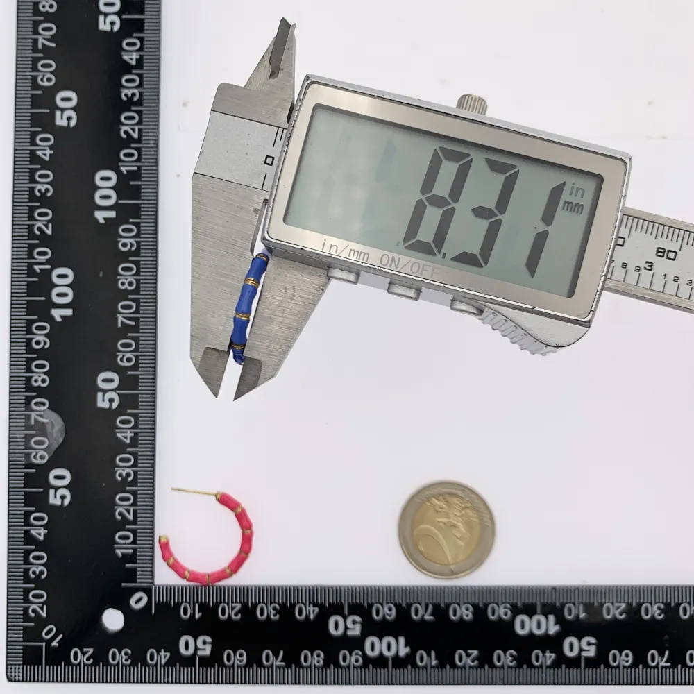 Cerchio Colorato Bambù-12Paia Orecchini in Acciaio - OPA-103-AA3320E