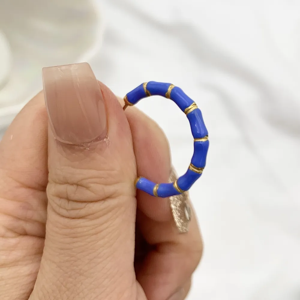 Cerchio Colorato Bambù-12Paia Orecchini in Acciaio - OPA-103-AA3320E