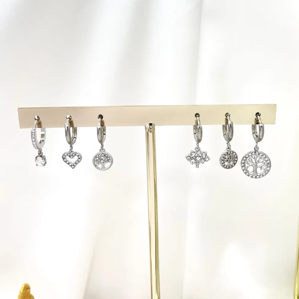 Albero della Vita -Set 6Pz Orecchini in Acciaio - OPA-103-AA3333E