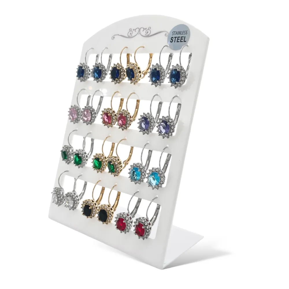 Cerchio Con Pendente Ovale -12Paia Orecchini in Acciaio - OPA-103-AA4034E