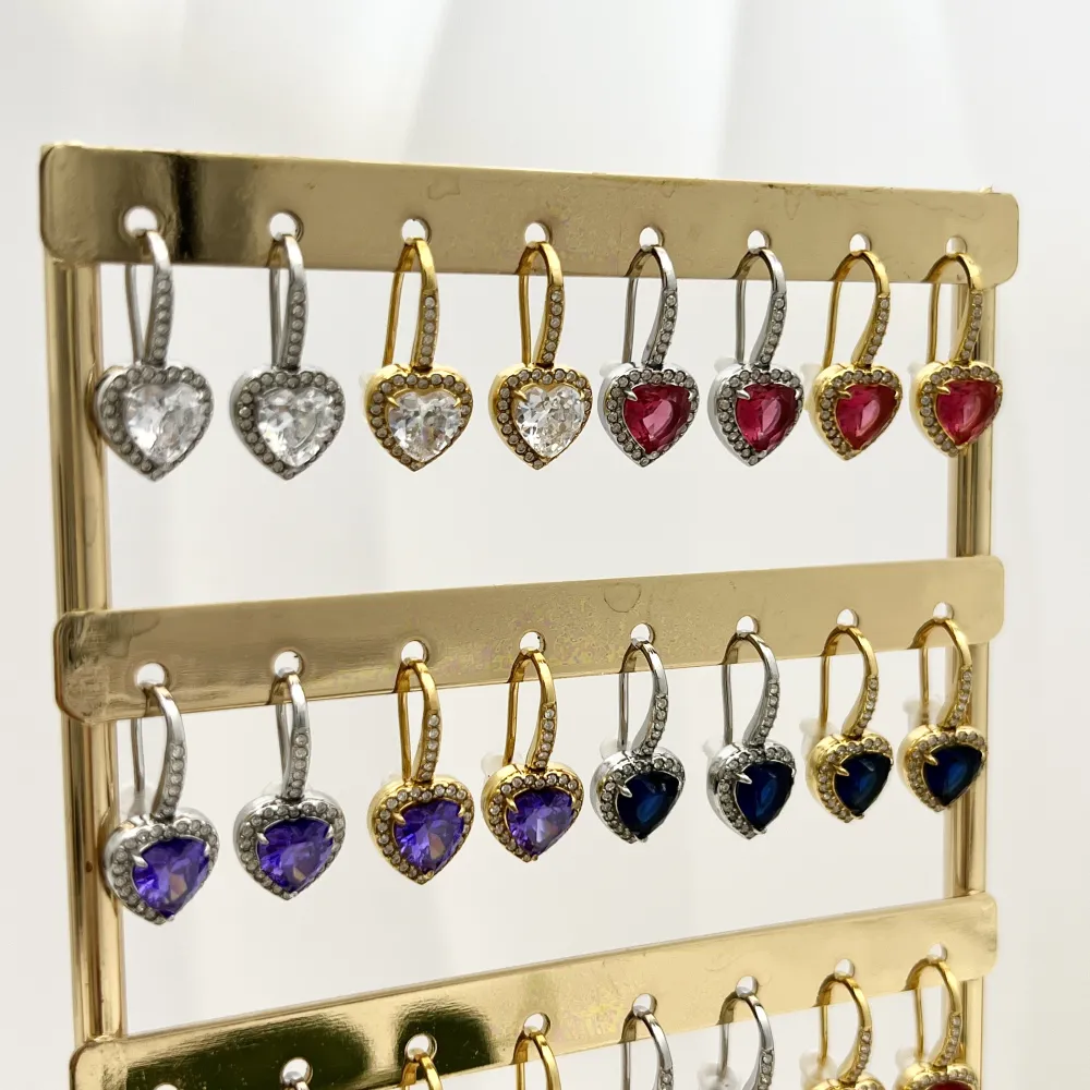 Punto Luce Cuore-12Paia Orecchini in Acciaio con Espositore - OPA-103-AA4704E