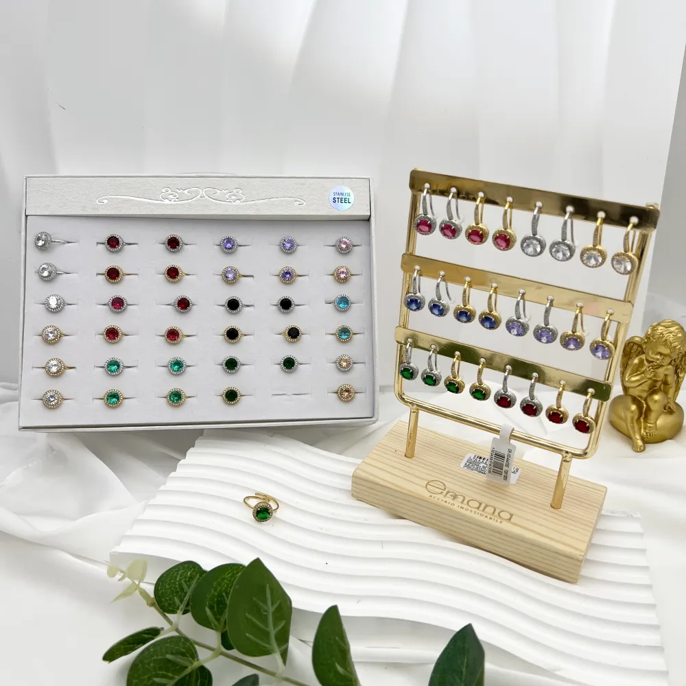 Punto Luce Tondo-12Paia Orecchini in Acciaio con Espositore - OPA-103-AA4705E