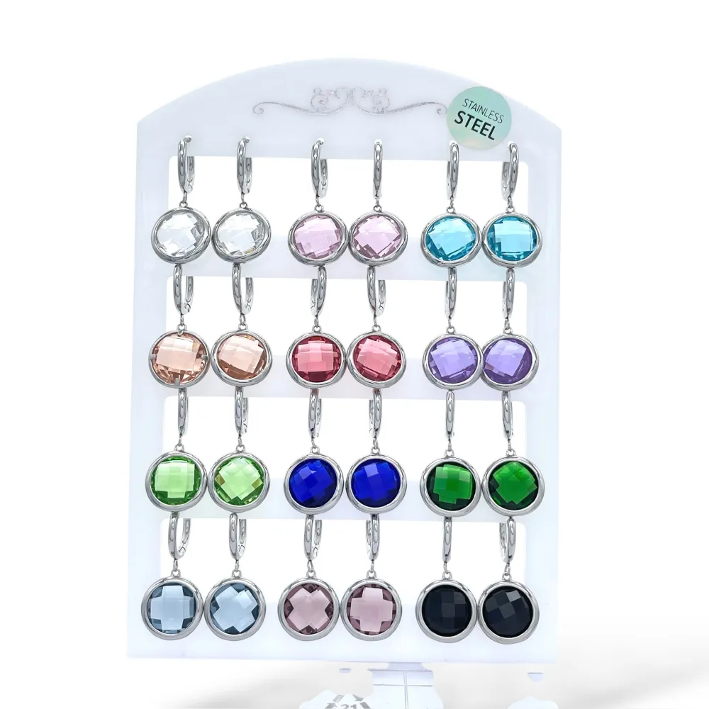 Cerchio  con Zirconia-12Paia Orecchini in Acciaio - OPA-103-AA5413EA