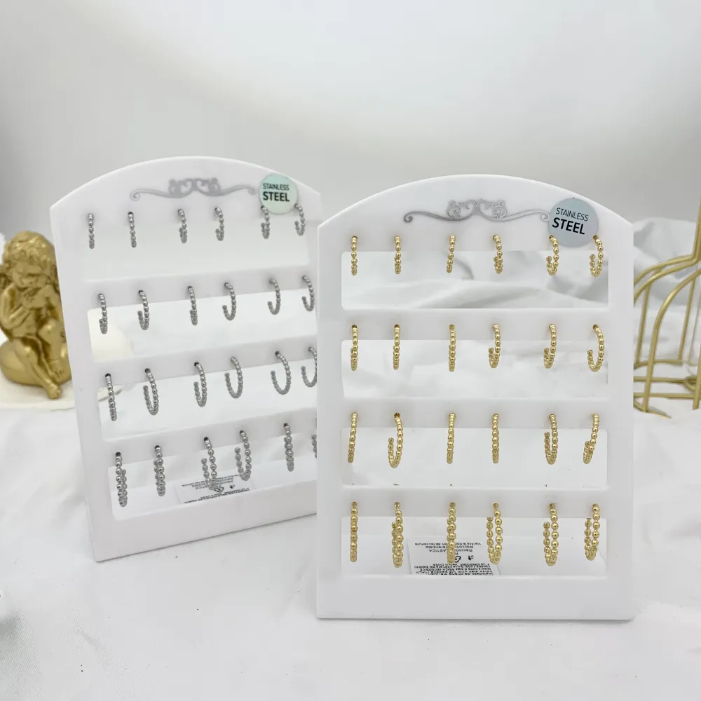 Cerchio Scalare Pallina 8-10-12-14mm-12Paia Orecchini in Acciaio - OPA-103-AA696E 8-10-12-14mm