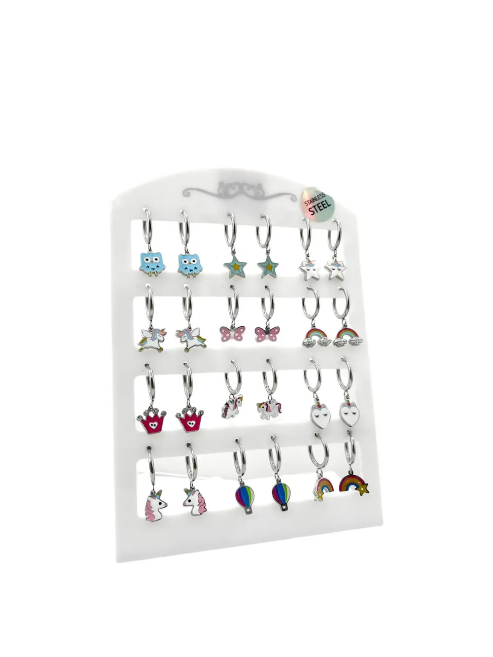 Soggetti Mix Pendenti-12 Paia Orecchini in Acciaio - OPA-413-1025