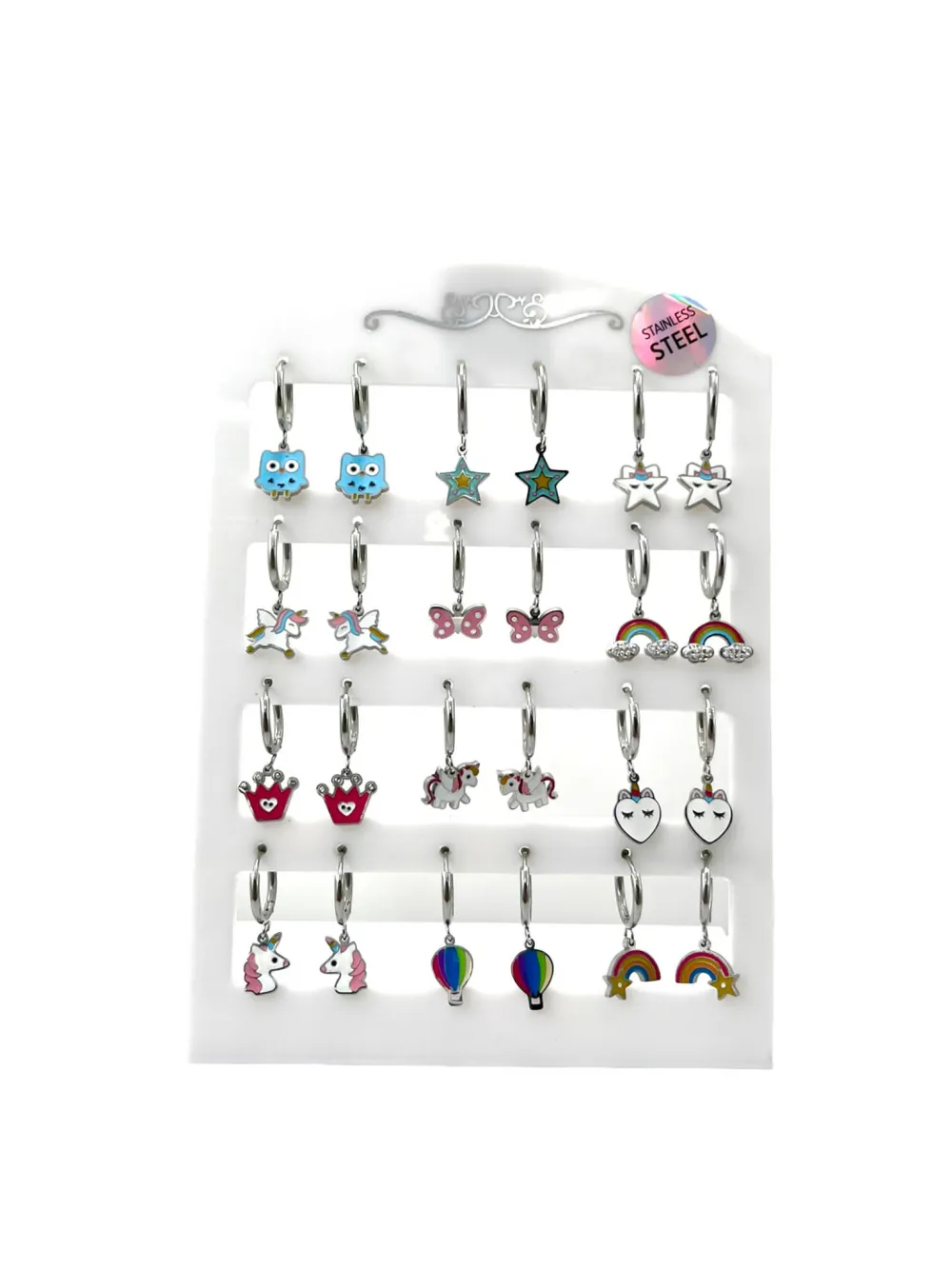 Soggetti Mix Pendenti-12 Paia Orecchini in Acciaio - OPA-413-1025