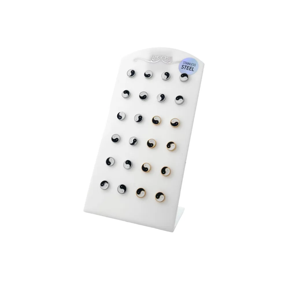 Ying Yang-12Paia Orecchini a Lobo in Acciaio - OPA-413-1125