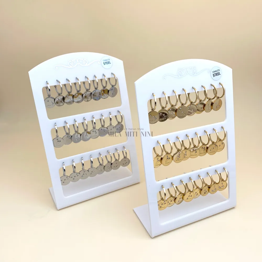 OPA7750-Segno Zodiacale-12 Paia Orecchini a Cerchio in Acciaio - OPA413-691-Segno Zodiacale-12 Paia Orecchini in Acciaio