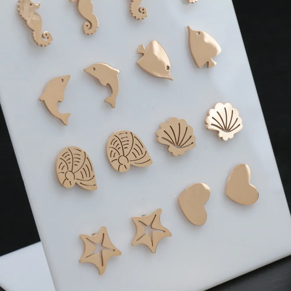 Orecchini  lobo in acciaio (Conf. da 12 paia) - OPA413-853-Tema Mare - Orecchini Acciaio (Conf. da 12 paia)