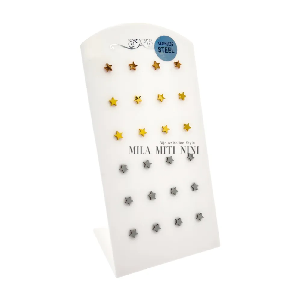 OPA450-201-Stellina-12 Paia Orecchini in Acciaio - OPA450-201-Stellina-12 Paia Orecchini in Acciaio