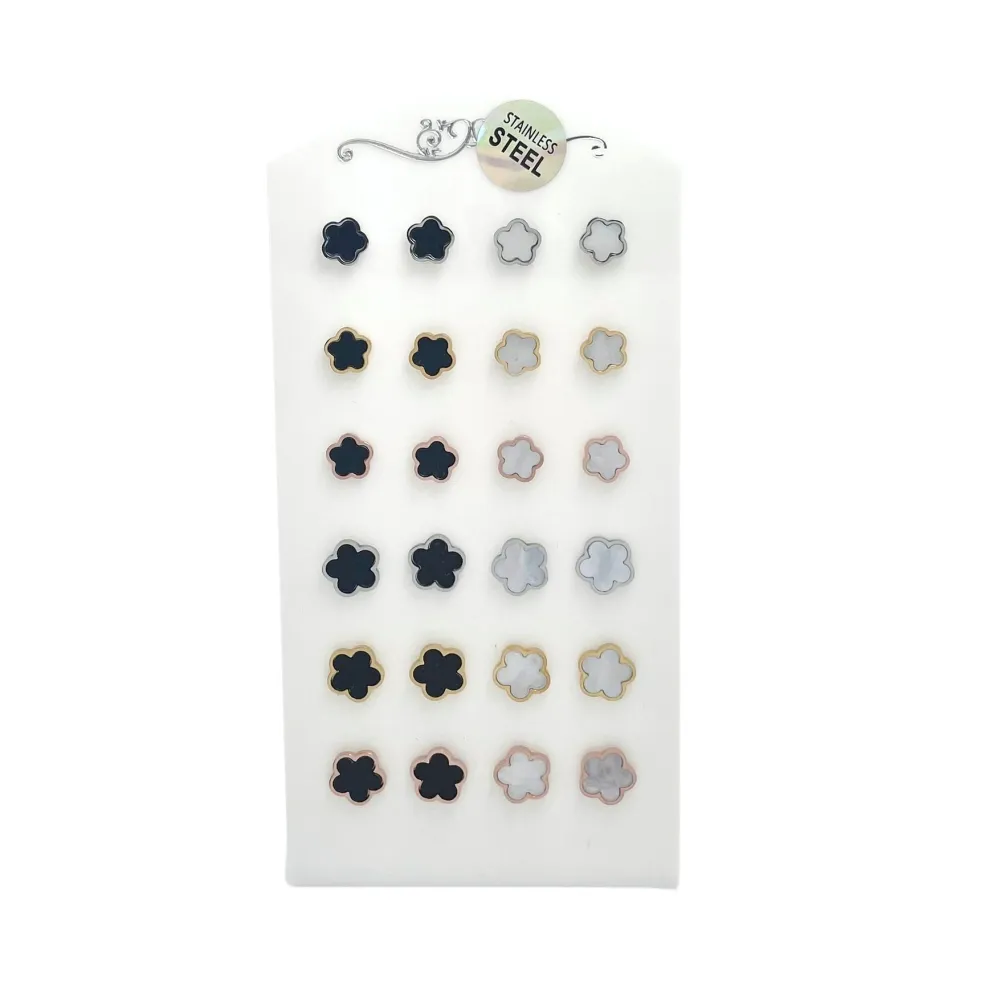 Fiore-12 Paia Orecchini in Acciaio - OPA-450-221