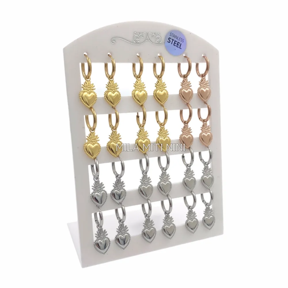 OPA450-334-Cerchi 2x10 Sarcro Cuore-12 Paia Orecchini in Acciai - OPA450-334-Cerchi 2x10 Sarcro Cuore-12 Paia Orecchini in Acciaio