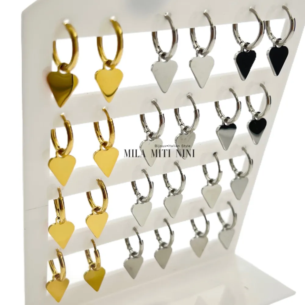 OPA450-346-2x10mm Cuore Smaltato-12 Paia Orecchini in Acciaio - OPA-450-346 2x10mm