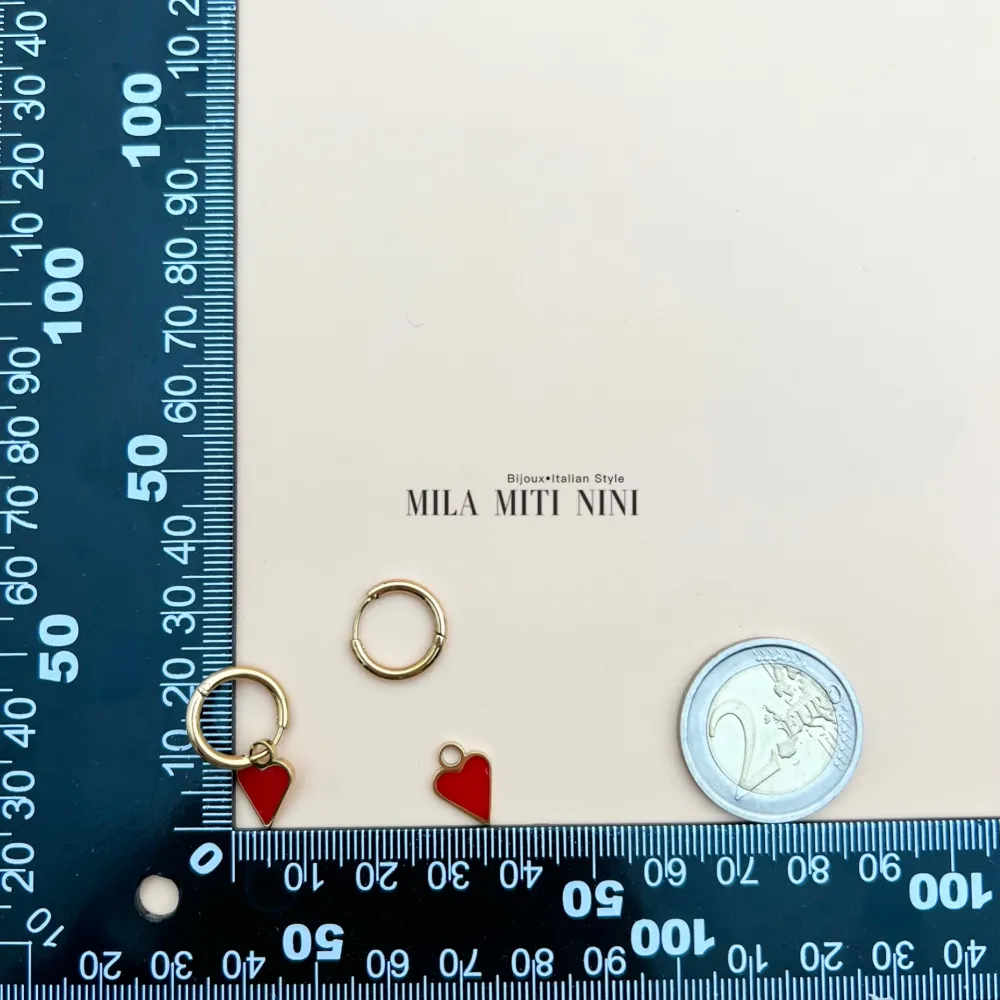 OPA450-346-2x10mm Cuore Smaltato-12 Paia Orecchini in Acciaio - OPA-450-346 2x10mm