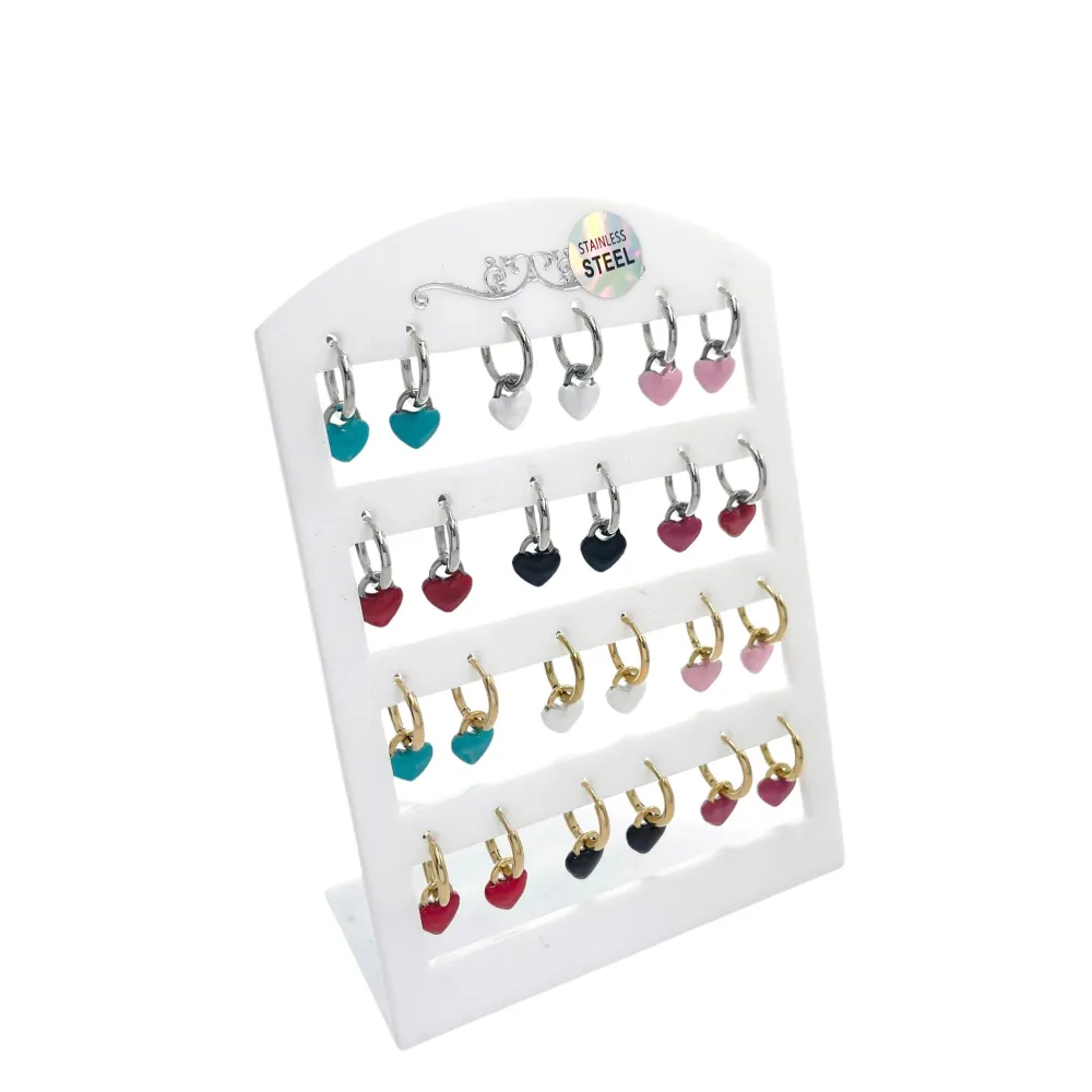 Cuore Smaltato Double face-12Paia Orecchini in Acciaio - OPA-450-540