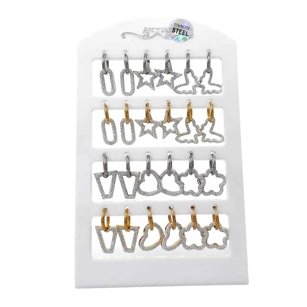 Cerchio con Pendenti Mix-12 Paia Orecchini in Acciaio - OPA-450-544