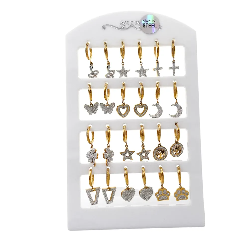 Cerchio con Pendenti Mix-12 Paia Orecchini in Acciaio - OPA-450-578