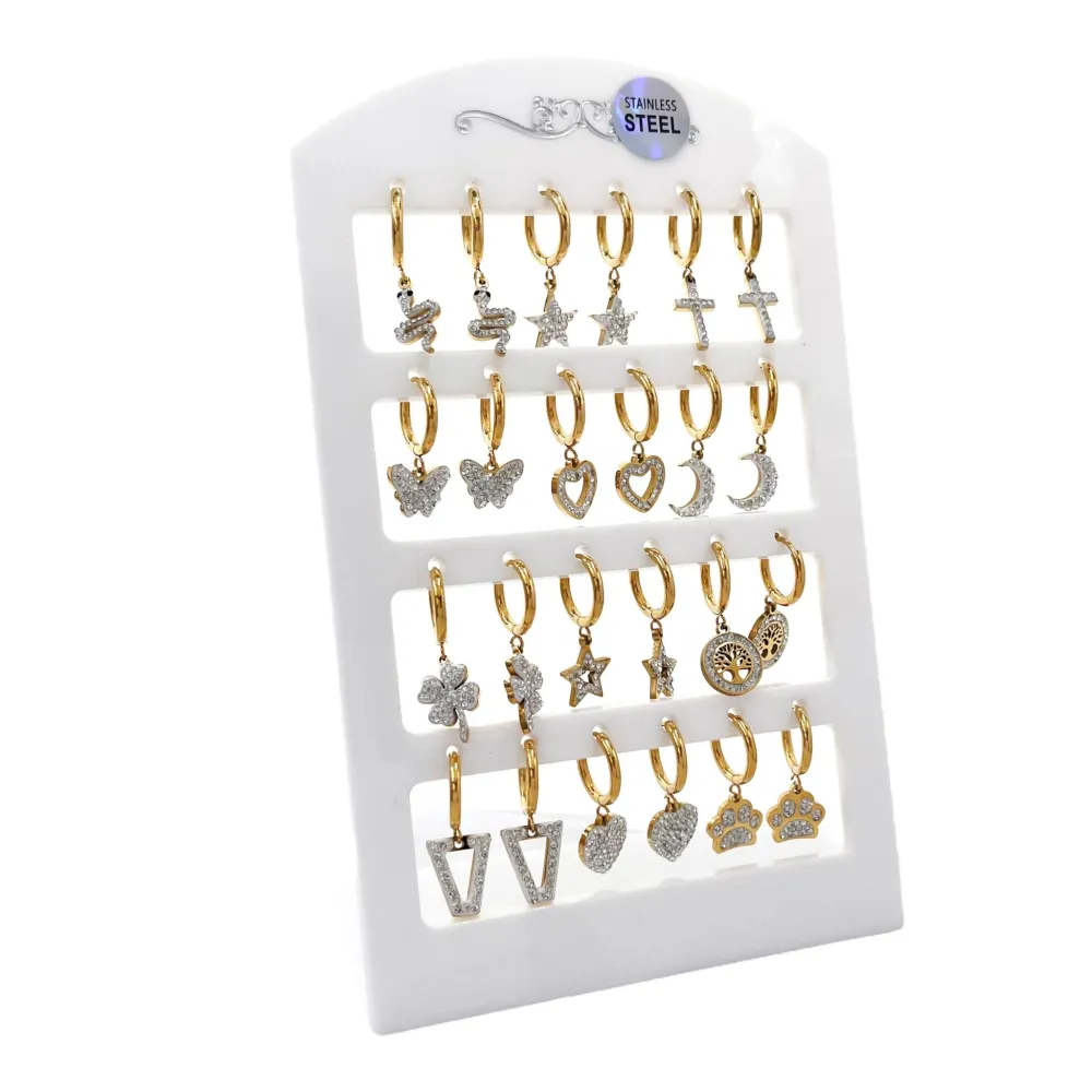 Cerchio con Pendenti Mix-12 Paia Orecchini in Acciaio - OPA-450-578