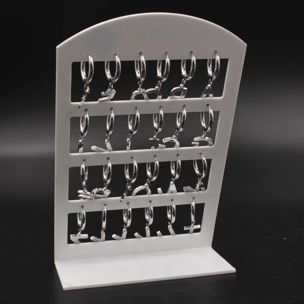 OPA-Iniziale 5014- 12 Paia Orecchini a Cerchio in Acciaio - OPA5015-Iniziale - 12 Paia Orecchini a Cerchio in Acciaio