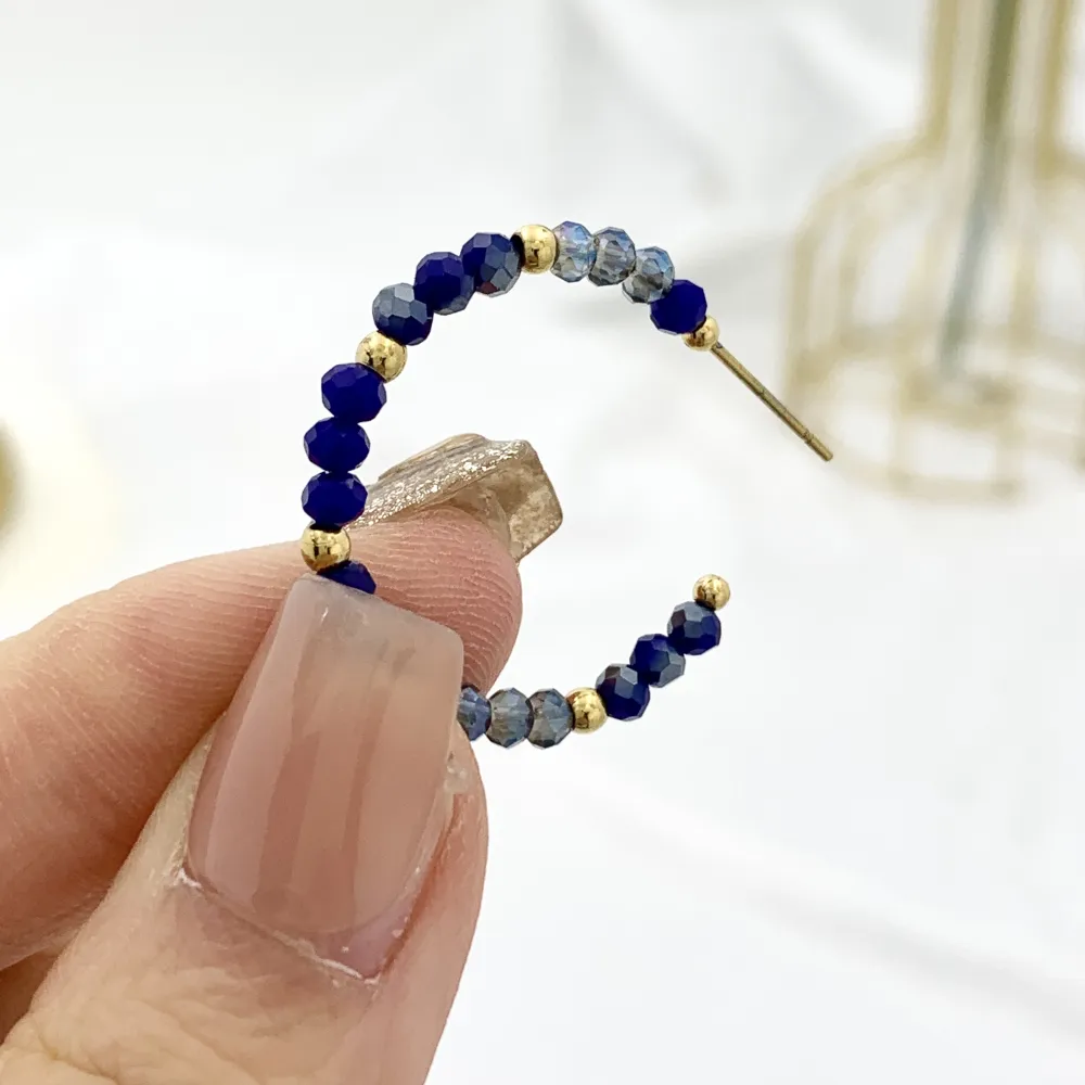 Cerchio con Cristalli-12Paia Orecchini in Acciaio - OPA-732-136 A