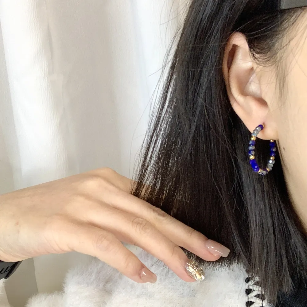 Cerchio con Cristalli-12Paia Orecchini in Acciaio - OPA-732-136 A