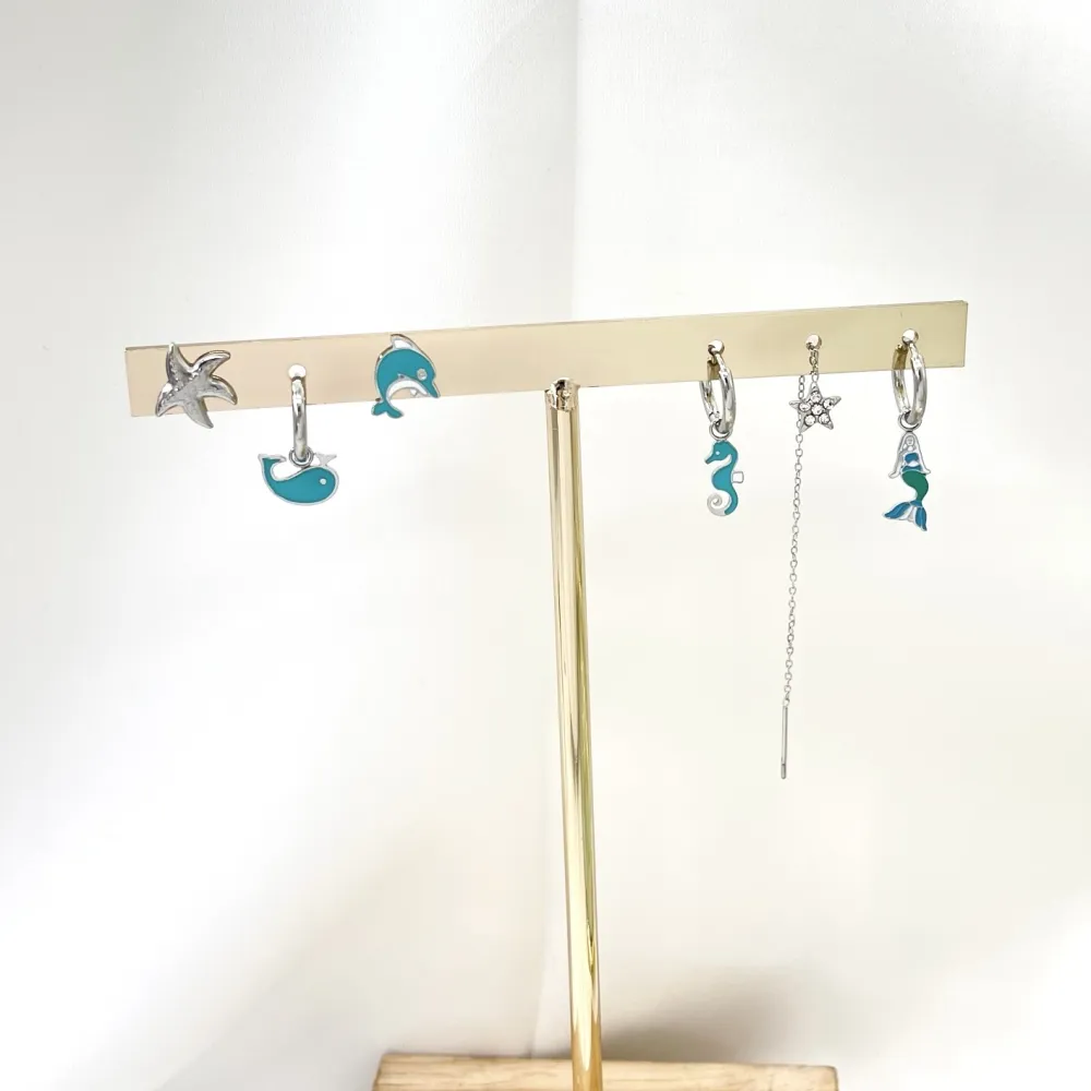 Delfino Mare-Set 6pz Orecchini in Acciaio - OPA-736-14