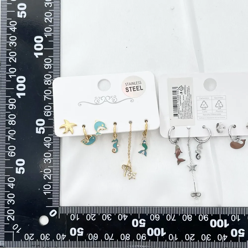 Delfino Mare-Set 6pz Orecchini in Acciaio - OPA-736-14