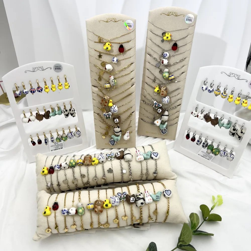 Ciondoli Mix Ceramica -12Paia Orecchini in Acciaio - OPA-762-53