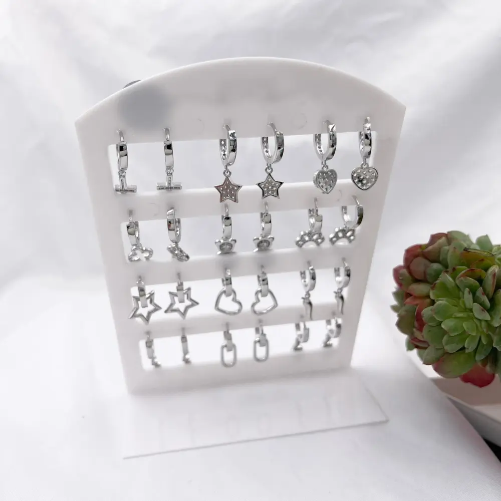 Cerchio con Soggetti Mix-12Paia Orecchini con Zirconia - OPM109-144