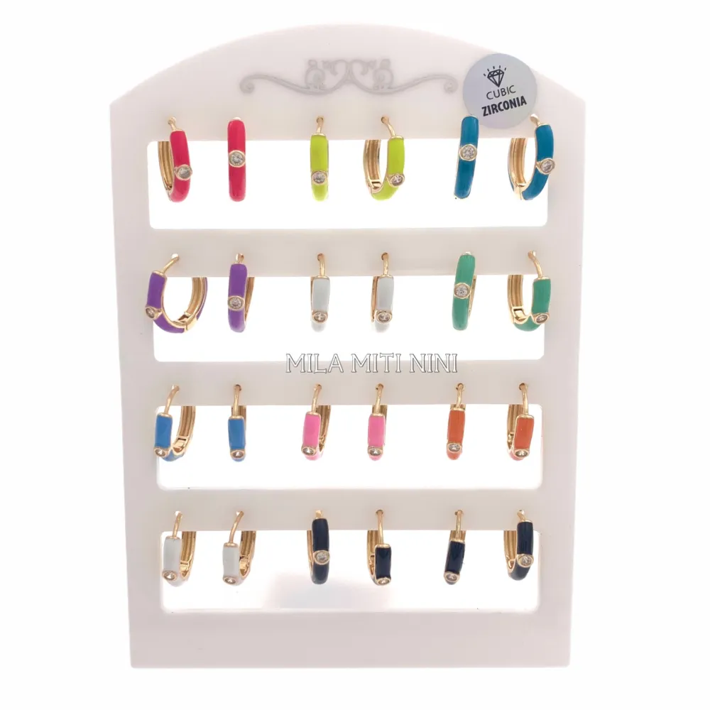 OPM109-30-Cerchio con P.luce-12 Paia Orecchini in Acciaio - OPM109-30-Cerchio con P.luce-12 Paia Orecchini