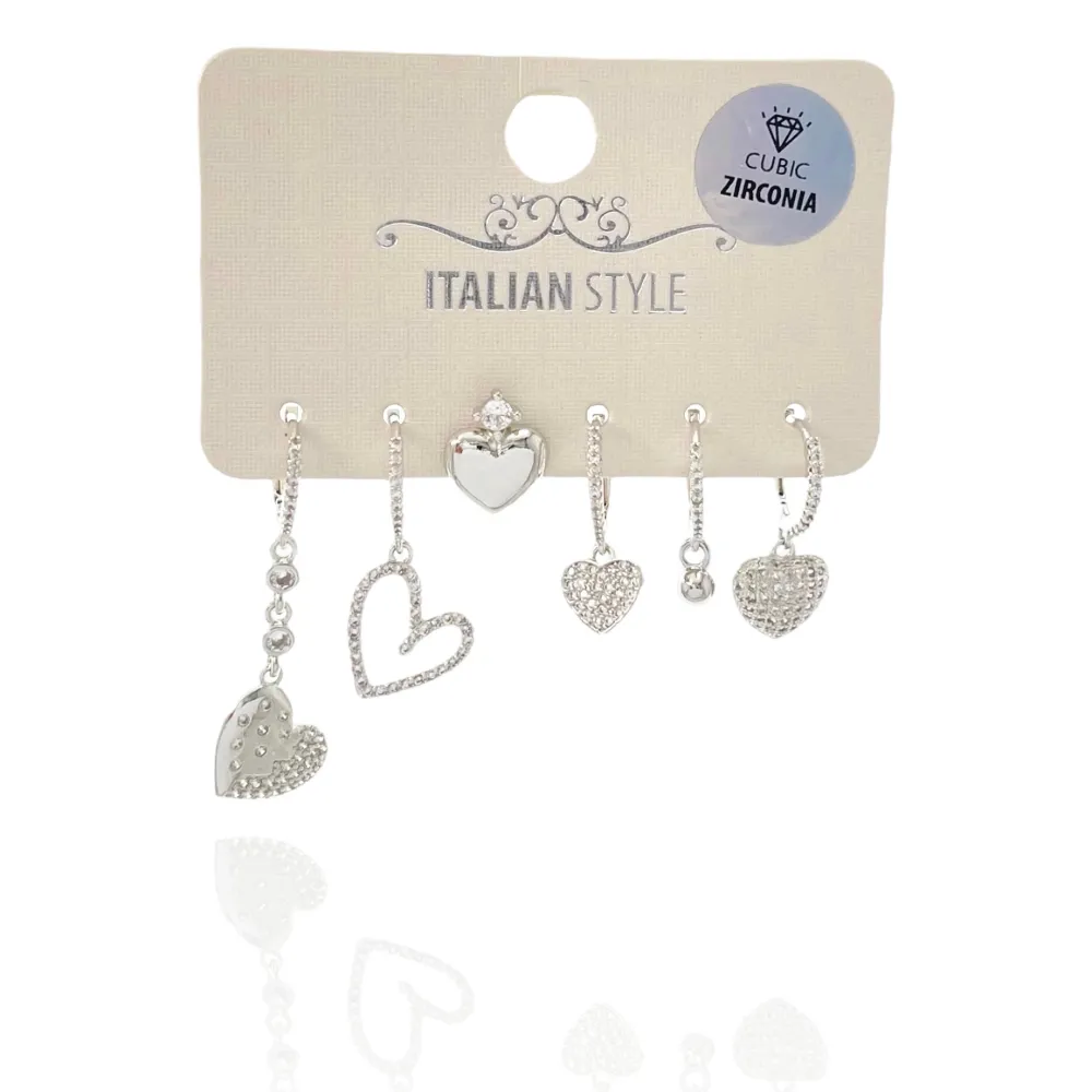 Cuore-Set 6Pz Orecchini con Zirconia - OPM-109-L28