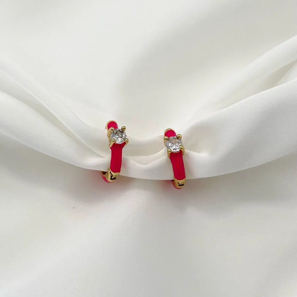 Cerchio Colorato con Punto luce-12 Paia Orecchini con Zirconia - OPM-426-52