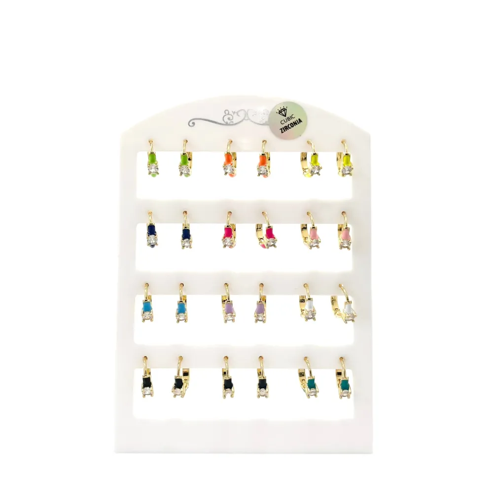 Cerchio Colorato con Punto luce-12 Paia Orecchini con Zirconia - OPM-426-52