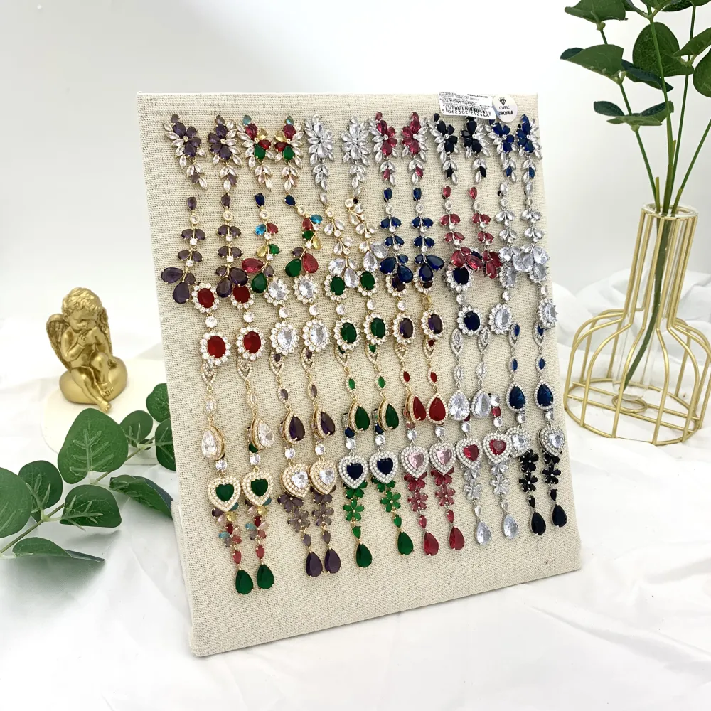 Mix Modelli Colorato-36Paia Orecchini Pendenti con Zirconia - OPM-506-244