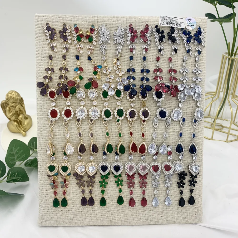 Mix Modelli Colorato-36Paia Orecchini Pendenti con Zirconia - OPM-506-244