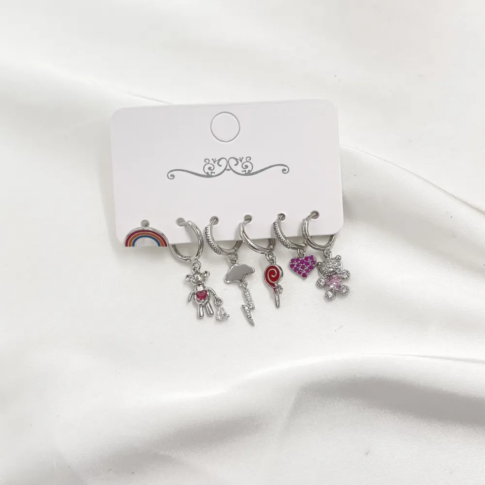 Orsetto-Set 6pz Orecchini in ottone - OPM-520-L43