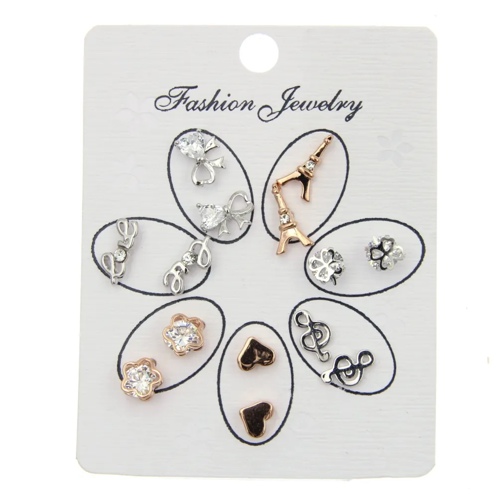 OPM6550-Set 7 Paia -7 Paia Orecchini a Lobo - OPM6550-Set 7 Paia Mini Orecchini- Orecchini a Lobo