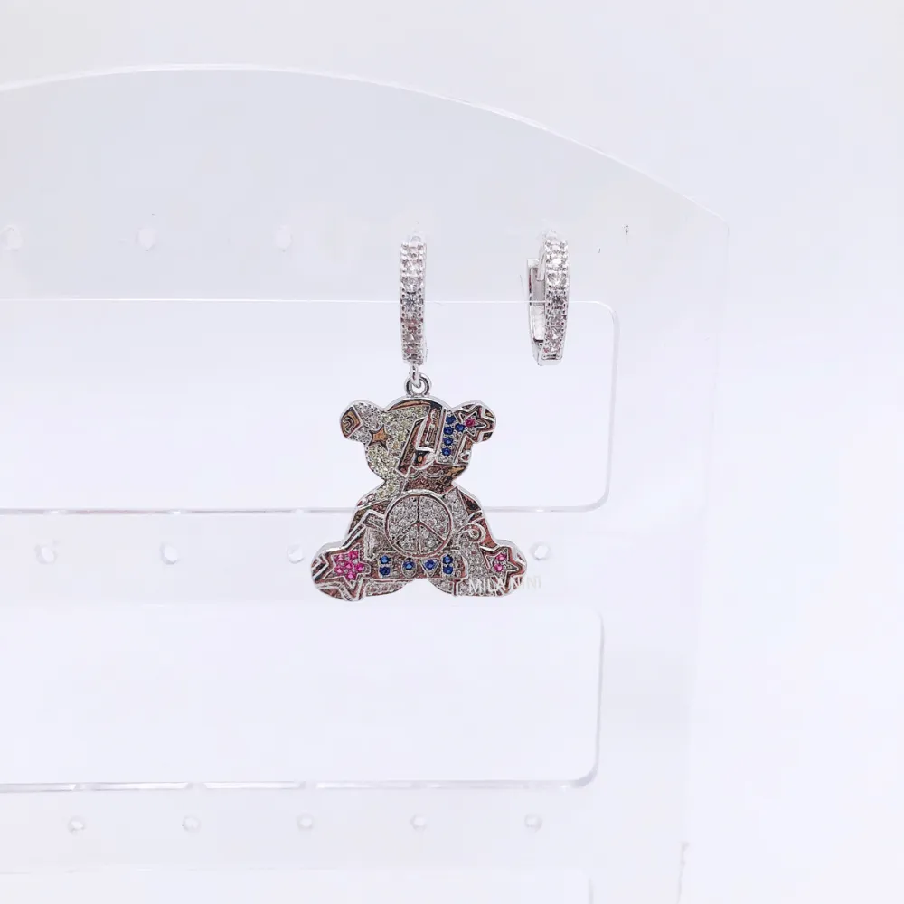Orecchini zirconia - Orso colorato 5683  -Orecchini cerchio zirconia