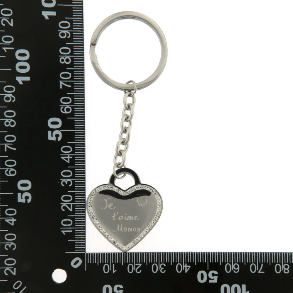PKA6727-Cuore Je t'aime Maman- Portachiave in Acciaio - PKA413-166