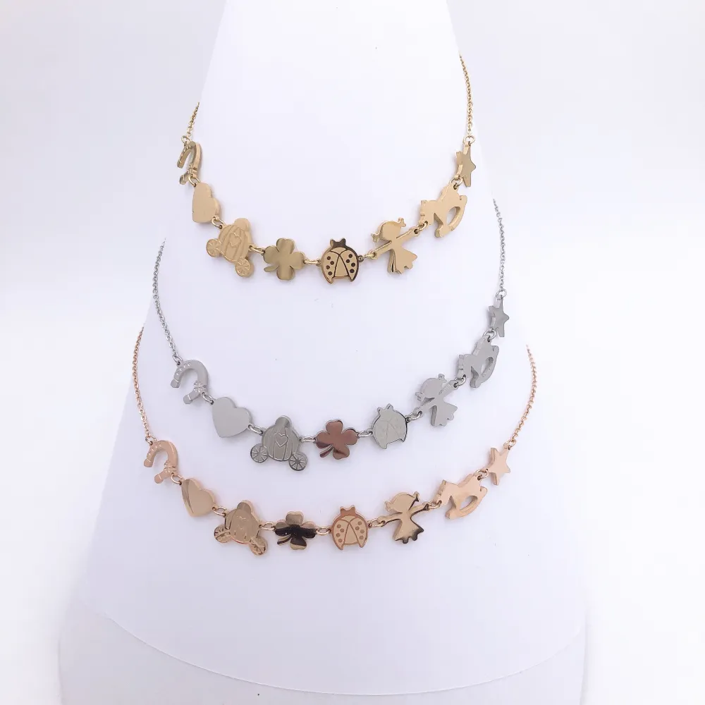 Collana corta in  acciaio - PORTA FORTUNA  FAVOLE  MIX 3995   -COLLANA ACCIAIO