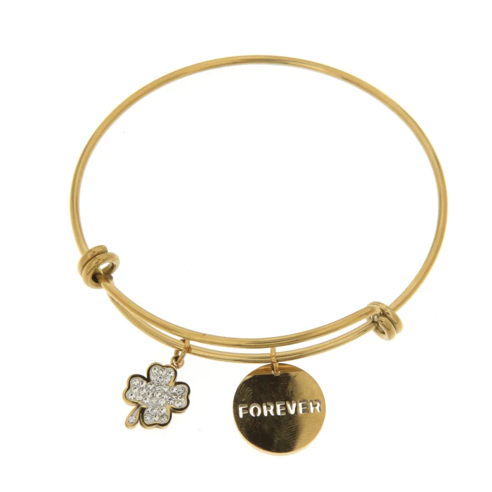 SBRA Quadrifoglio Forever 0951 - Bracciale Rigido Acciaio - SBRA Quadrifoglio Forever 0951 - Bracciale Rigido Acciaio